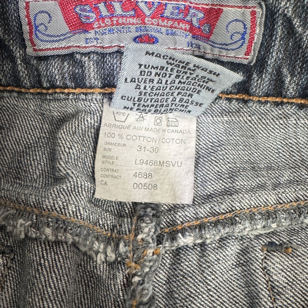 Silver Jeans Womens 31x30 Blackish Blue Denim Slit Hem Y2K Low Rise Canada Made - Picture 5 of 12